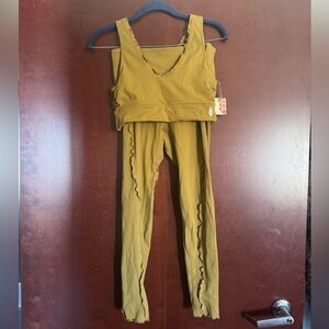 New FP Movement by Free People Mustard Leggings & Top Set